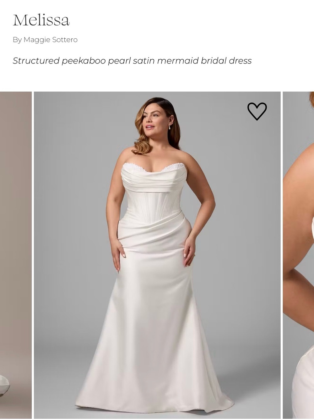 Maggie Sottero Melissa Strapless Pearl Satin Mermaid Dress - White